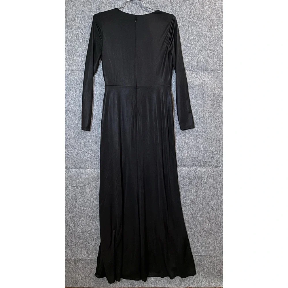 Lauren Ralph Lauren Womens 10 Black Long Sleeve Maxi Dress V Neck Twist